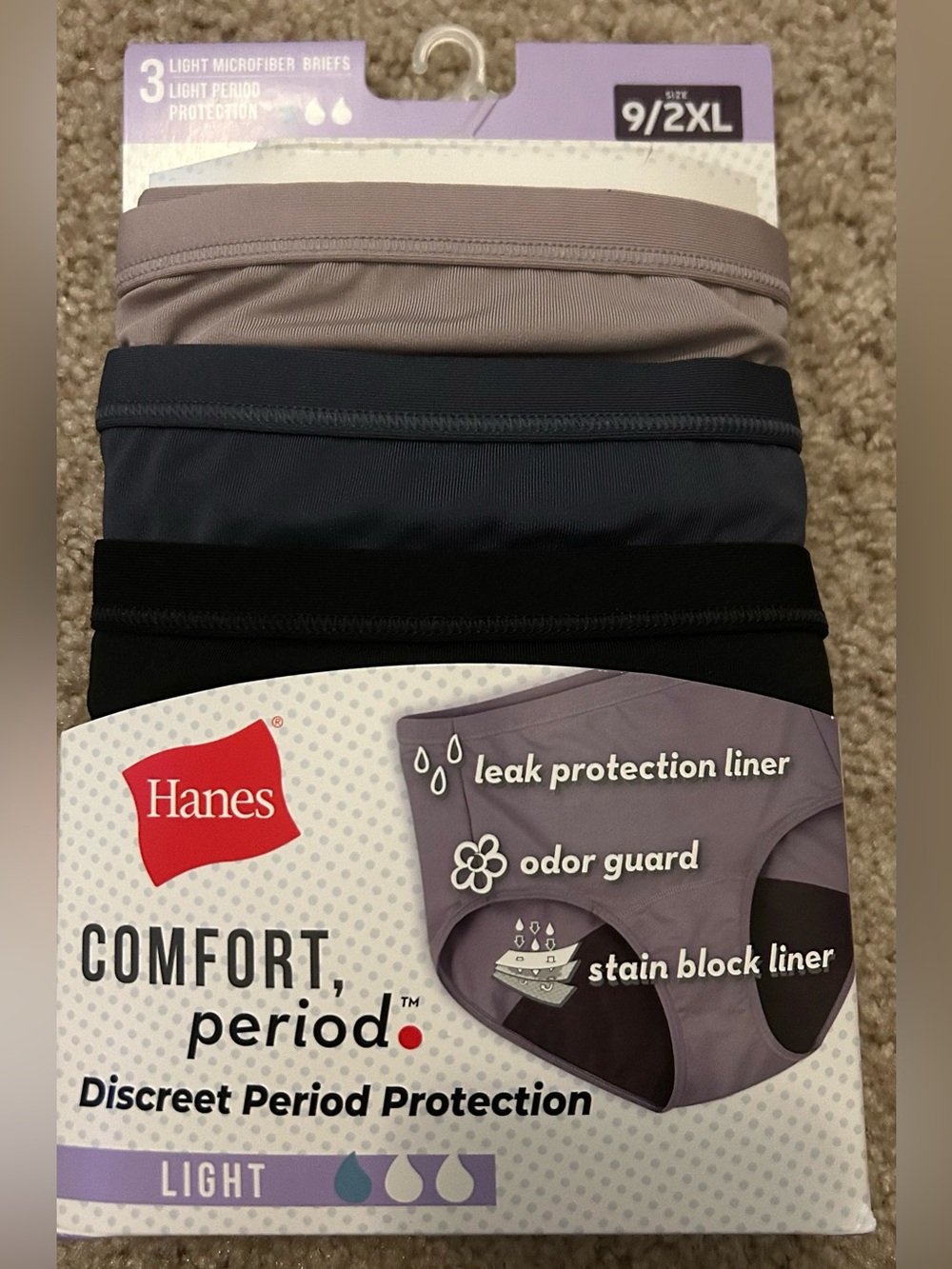 Hanes Women's 3-Pack Light Microfiber Briefs in Taupe, Navy & Black